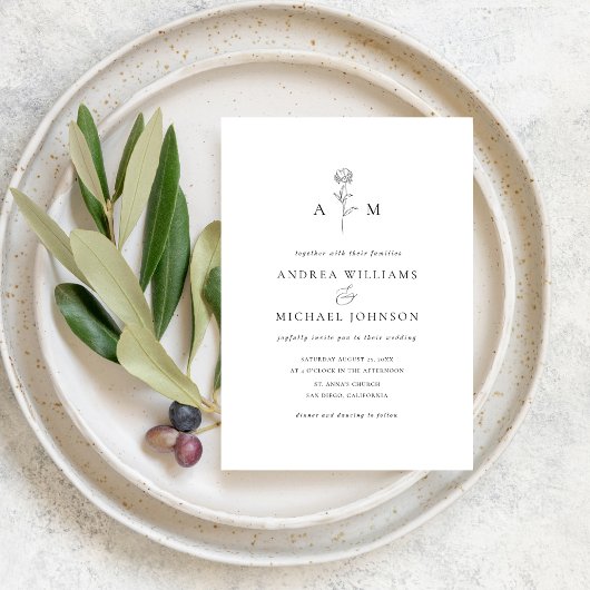 ボタニカル モノグラム アンパサンド フォト ウェディング 招待状