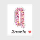 ボタニカル モノグラム フラワー レター Qイニシャル シール (シート)