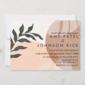 ボタニカル モンステラ アースカラー シェイプ アブストラクト ウェディング 招待状 (正面)