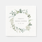 ボタニカル ユーカリ ウォーターカラー ブライダル シャワー スタンダードカクテルナプキン (正面)