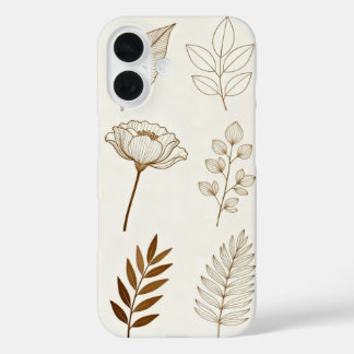 ボタニカル ラインアート スマホケース - ミニマリスト フラワー iPhone 16ケース
