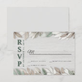 ボタニカル ラスティック ウォーターカラー リーフ ウェディング RSVP (正面/裏面)