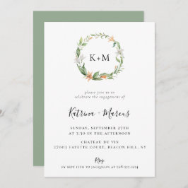 ボタニカル リリー フラワーリース 婚約 招待状