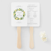 ボタニカル レモンとグリーンのウェディングプログラム ハンドファン (正面&裏面)