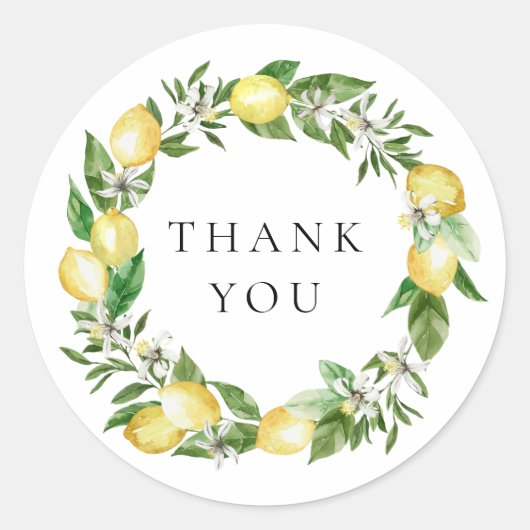 ボタニカル レモンとグリーンのリース サンクス ラウンドシール (正面)