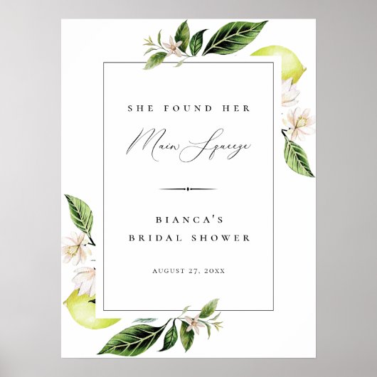ボタニカル レモンのメインスクイーズ ブライダルシャワー ポスター (正面)