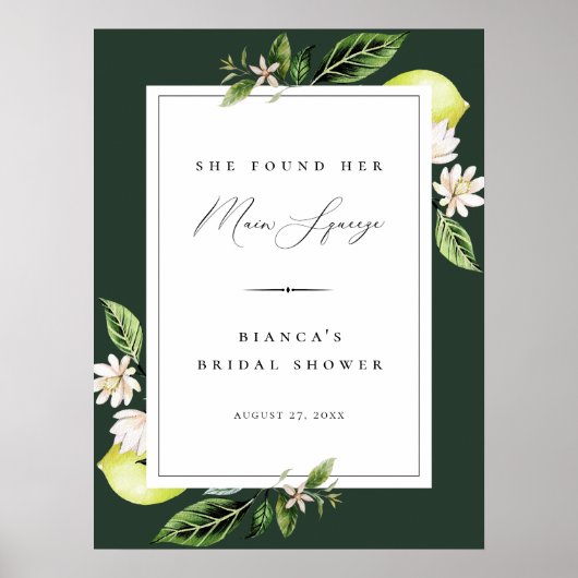 ボタニカル レモンメイン スクイーズ ブライダル シャワー ポスター (正面)