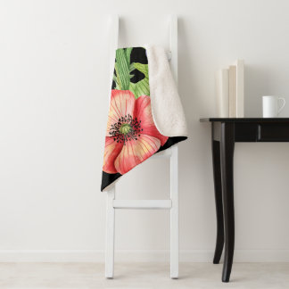 ボタニカル・ワイルドフラワーブーケ・ウォーターカラーアート シェルパブランケット