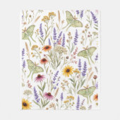 ボタニカル ワイルドフラワー 紫色 黄色 花柄 フリースブランケット (正面)