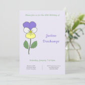 ボタニカル ワイルド パンジー 誕生日招待状 招待状 (スタンド正面)