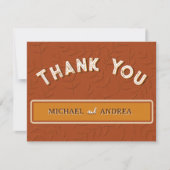 ボタニカル ヴィンテージ ラスト バーン オレンジ ブラウン ボーホー サンキューカード (正面)