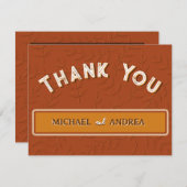 ボタニカル ヴィンテージ ラスト バーン オレンジ ブラウン ボーホー サンキューカード (正面/裏面)