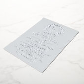 ボタニカル 月桂樹の葉のリース 結婚式 モノグラム 箔招待状 (回転した状態)