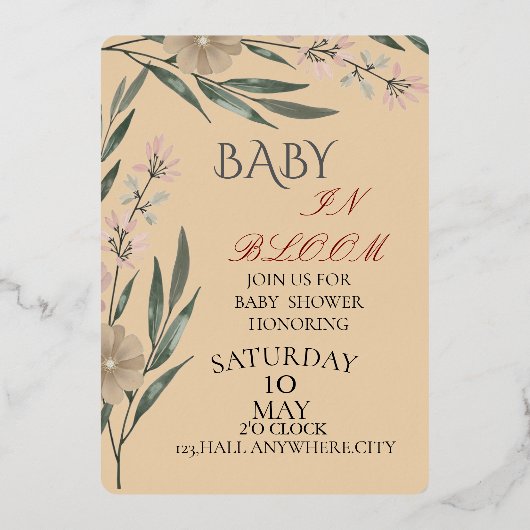 ボタニカル 箔招待状 (正面)