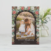 ボタニカル&素朴1フォトフローラアーチクリスマス シーズンカード (スタンド正面)