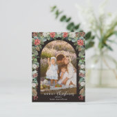 ボタニカル&素朴1フォトフローラアーチクリスマス シーズンポストカード (スタンド正面)