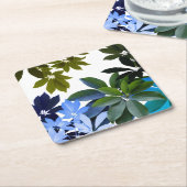 ボタニカル、葉コースター スクエアペーパーコースター (アングル)