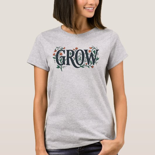 ボタニカルGROWスイートピーつる性植物ガーデン Tシャツ (正面)
