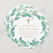 ボタニカルQRコードRsvpクリスチャン母賛美ズ 案内状 (正面/裏面)