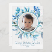 ボタニカ素朴ルスノーウィンターリースホリデーフォト シーズンカード (正面/裏面)