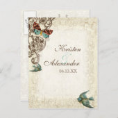 ボタニカ結婚のアンサンブル – Cream Tan インビテーションポストカード (正面/裏面)