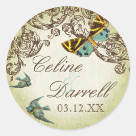 ボタニカ結婚のシールまたはシール – 緑 ラウンドシール
