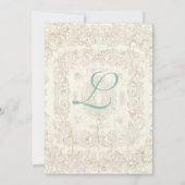 ボタニカ結婚ズブライダルシャワー招待状アクアブルー 招待状 (裏面)