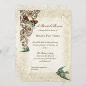 ボタニカ結婚ズブライダルシャワー招待状 – クリームタン 招待状 (正面/裏面)