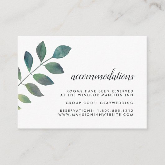 ボタニカ結婚ズホテルアコモデーションカード エンクロージャーカード (正面)