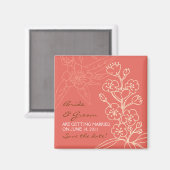 ボタニカ（サンゴ）結婚式日付を保存 マグネット (正面/裏面)