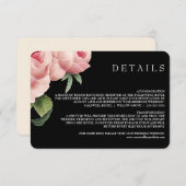 ボタニカ |ピンクブラックヴィンテージウェディング詳細 招待状 (正面/裏面)