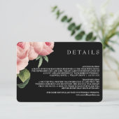 ボタニカ |ピンクブラックヴィンテージウェディング詳細 招待状 (スタンド正面)