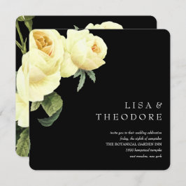 ボタニカ |ブラックイエローヴィンテージバラ結婚ズ 招待状