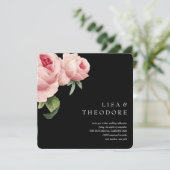 ボタニカ |ブラックヴィンテージピンク結婚ローズ 招待状 (スタンド正面)