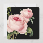 ボタニカ |ブラックヴィンテージピンク結婚ローズ 招待状 (裏面)