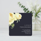 ボタニカ |ブルーイエローヴィンテージバラ結婚ズ 招待状 (スタンド正面)