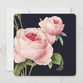 ボタニカ |ブルーヴィンテージピンク結婚ローズ 招待状 (裏面)