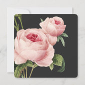 ボタニカ |灰色ヴィンテージピンク結婚ローズ 招待状 (裏面)