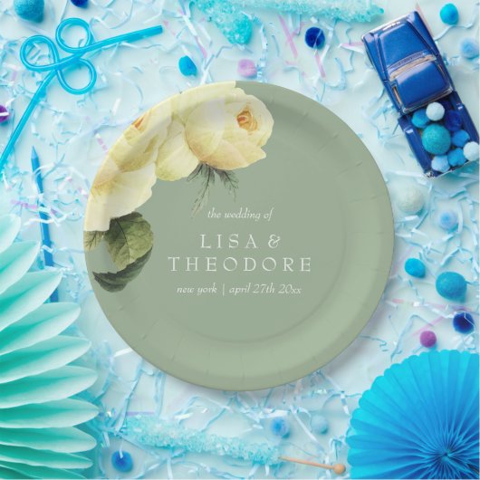 ボタニカ |黄色いセージヴィンテージ結婚の花 ペーパープレート (パーティー)