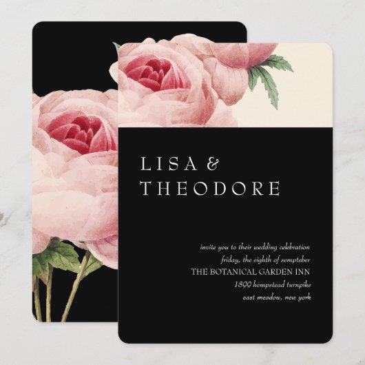 ボタニカ | Black Vintage Wedding 招待状 (正面/裏面)