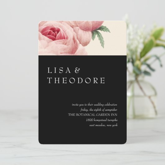 ボタニカ | Black Vintage Wedding 招待状 (スタンド正面)