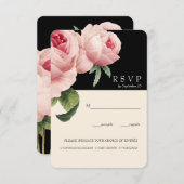 ボタニカ | Black Vintage Wedding RSVPの食事オプション 招待状 (正面/裏面)