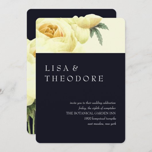 ボタニカ | Blue Yellow Vintage結婚式 招待状 (正面/裏面)
