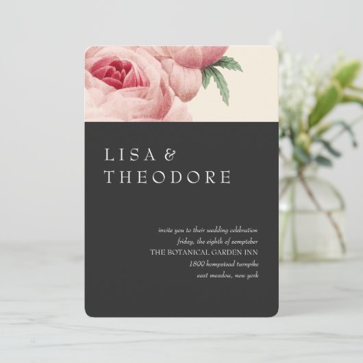 ボタニカ | Gray Vintage Wedding 招待状 (スタンド正面)