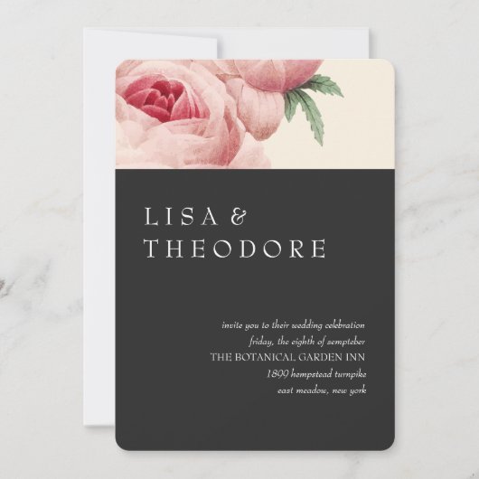 ボタニカ | Gray Vintage Wedding 招待状 (正面)
