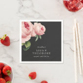 ボタニカ | PInkグレーヴィンテージウェディングパーソナライズされた スタンダードカクテルナプキン (インサイチュ)