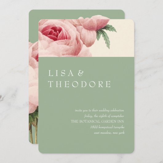 ボタニカ | Sage Vintage Wedding 招待状 (正面/裏面)