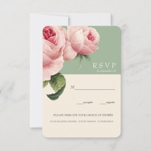 ボタニカ | Sage Vintage Wedding RSVPの食事オプション 招待状 (正面)