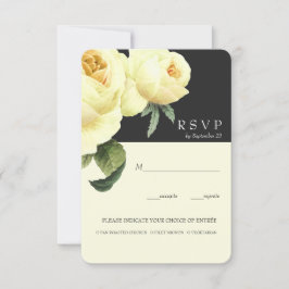 ボタニカ | Yellow Gray Wedding RSVP meal option 招待状