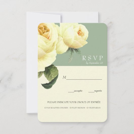 ボタニカ | Yellow sage Wedding RSVP meal option 招待状 (正面)